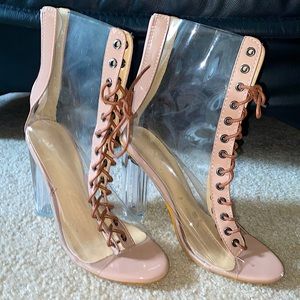 Hot clear & nude boots!!